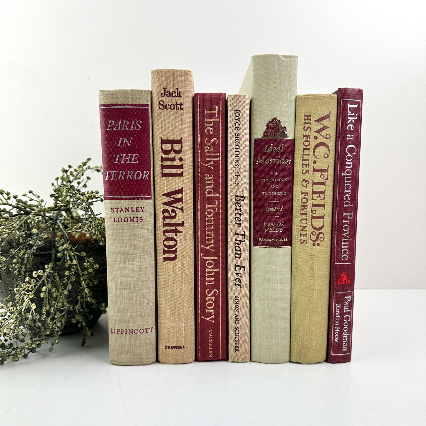 Red and White Shelf Decor