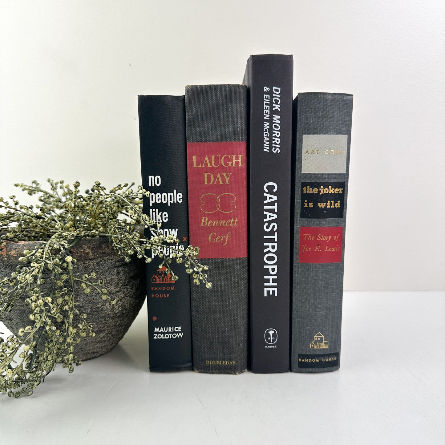 Black and Red Vintage Books for Shelf Decor