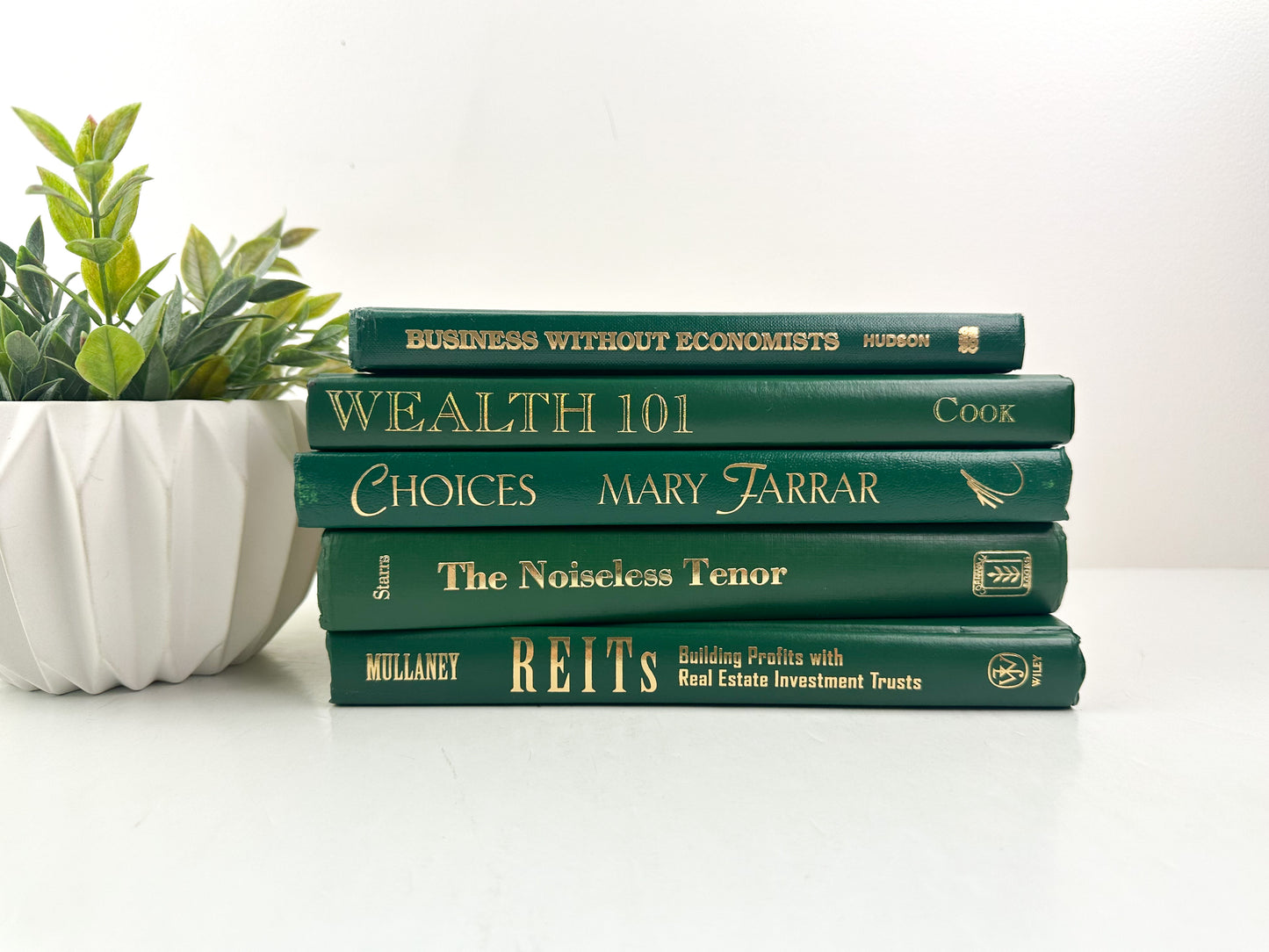 Modern Green Book Set for Shelf Decor