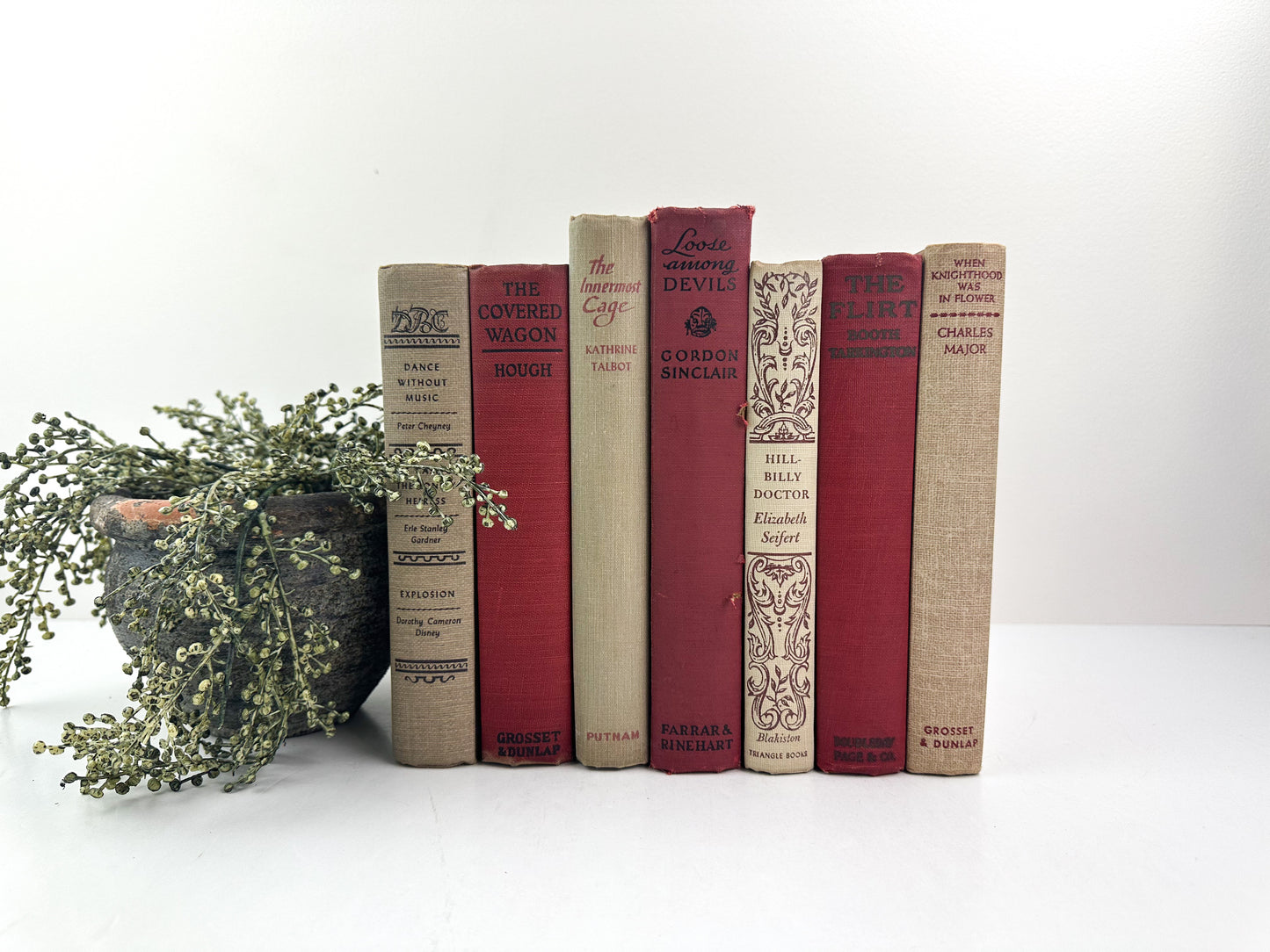 Red and Cream Book Decor