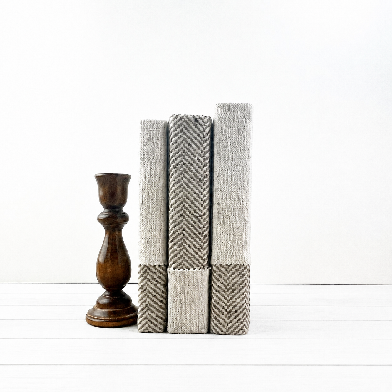 Classic Herringbone Book Set for Decor
