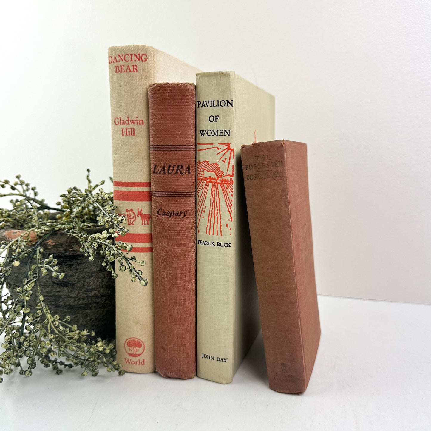 Red and Cream Book Decor