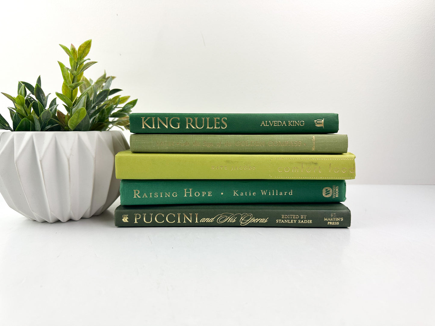 Shades of Green Decorative Books for Shelf Decor