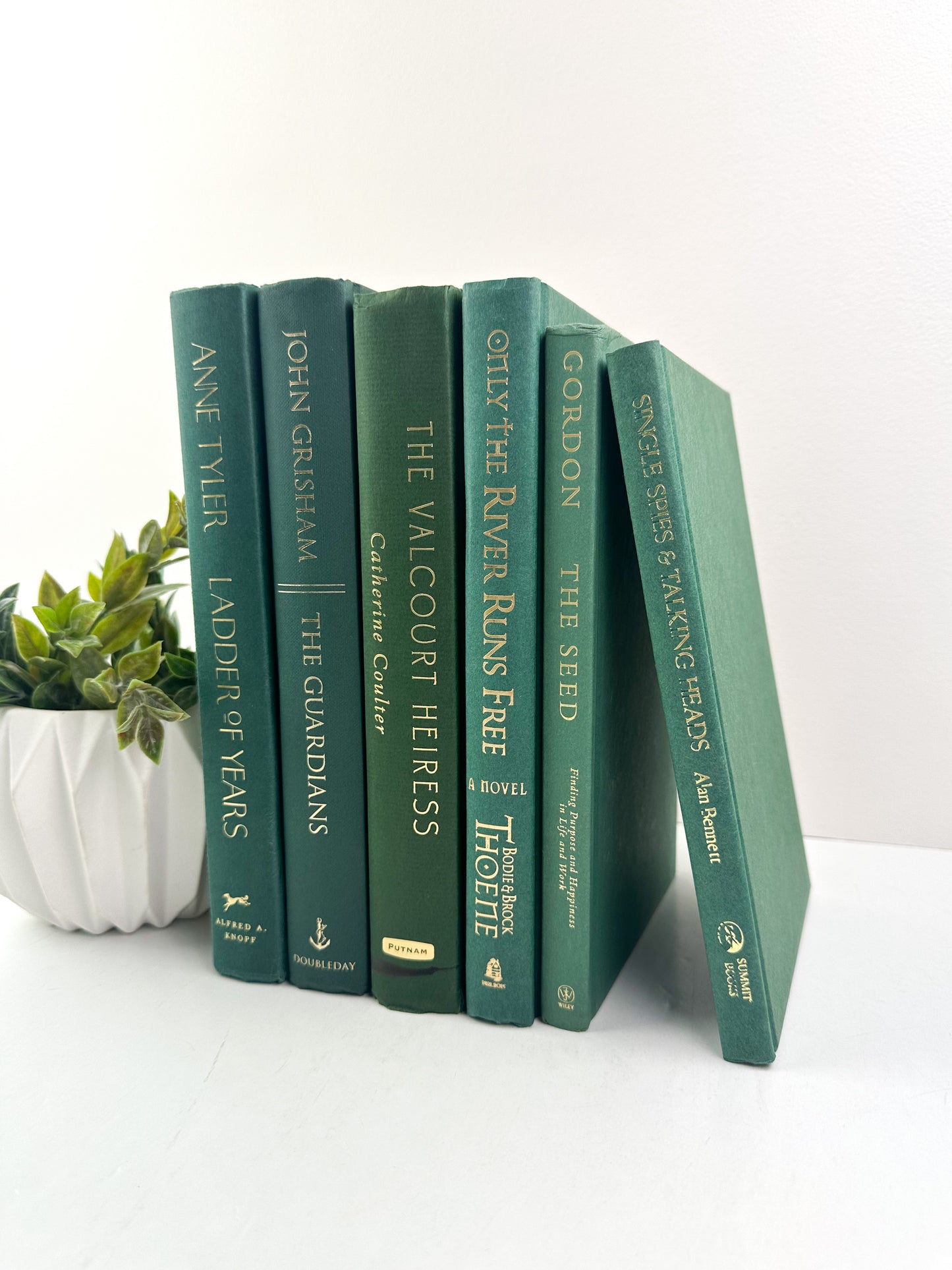 Green Book Stack for Shelf Decor