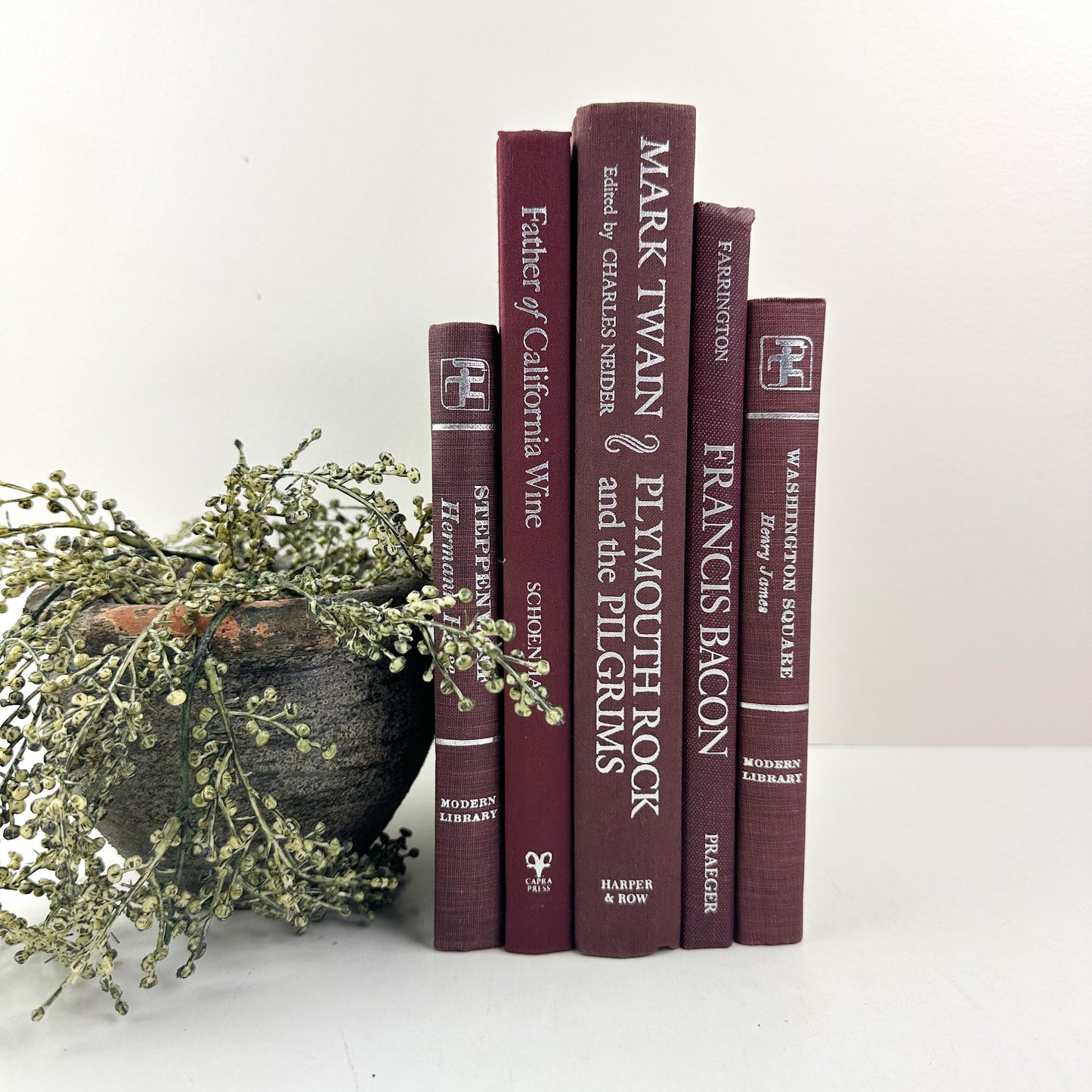 Burgundy Book Set for Shelf Decor