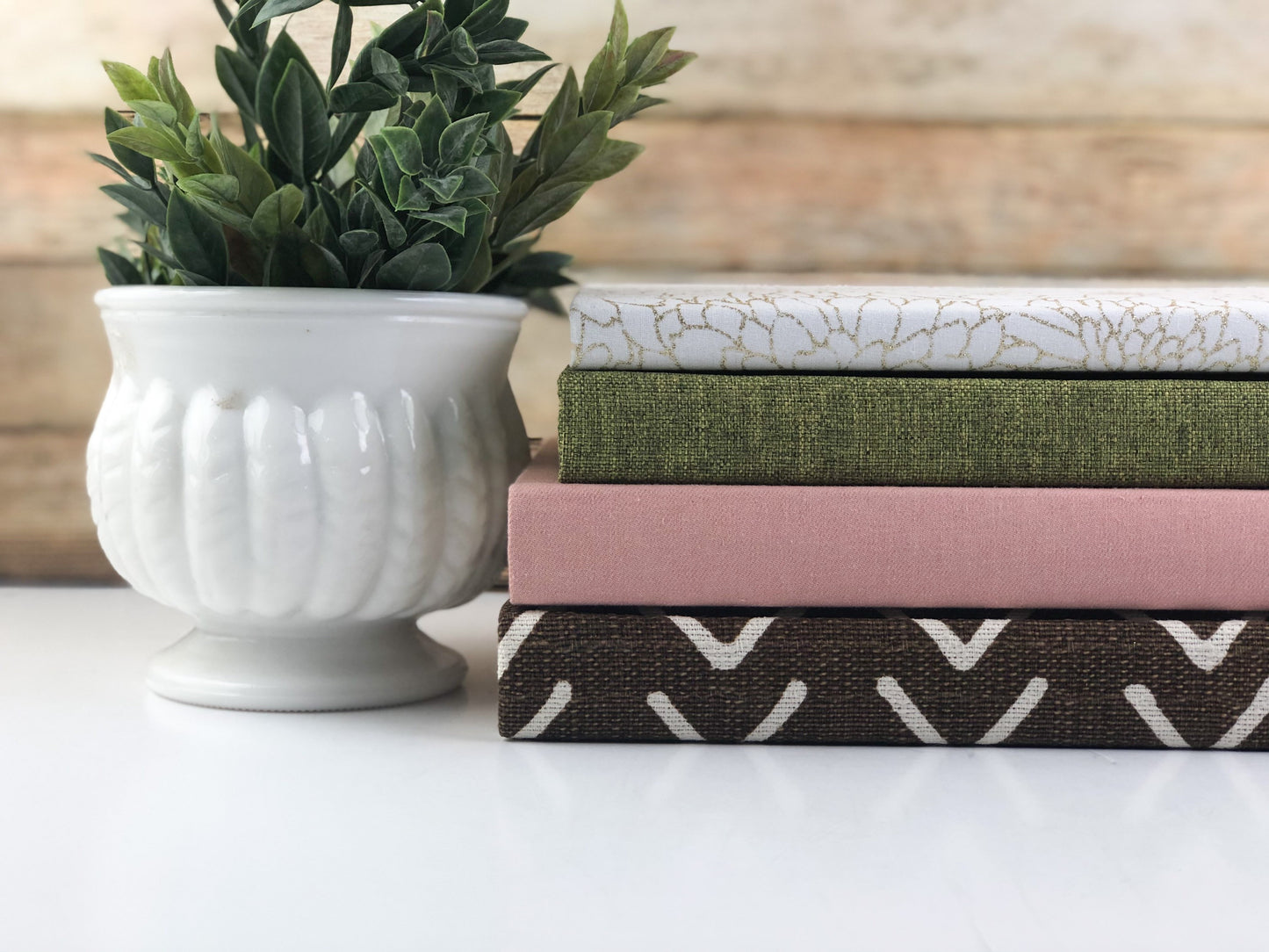 Fabric Covered Books / Pink and Brown