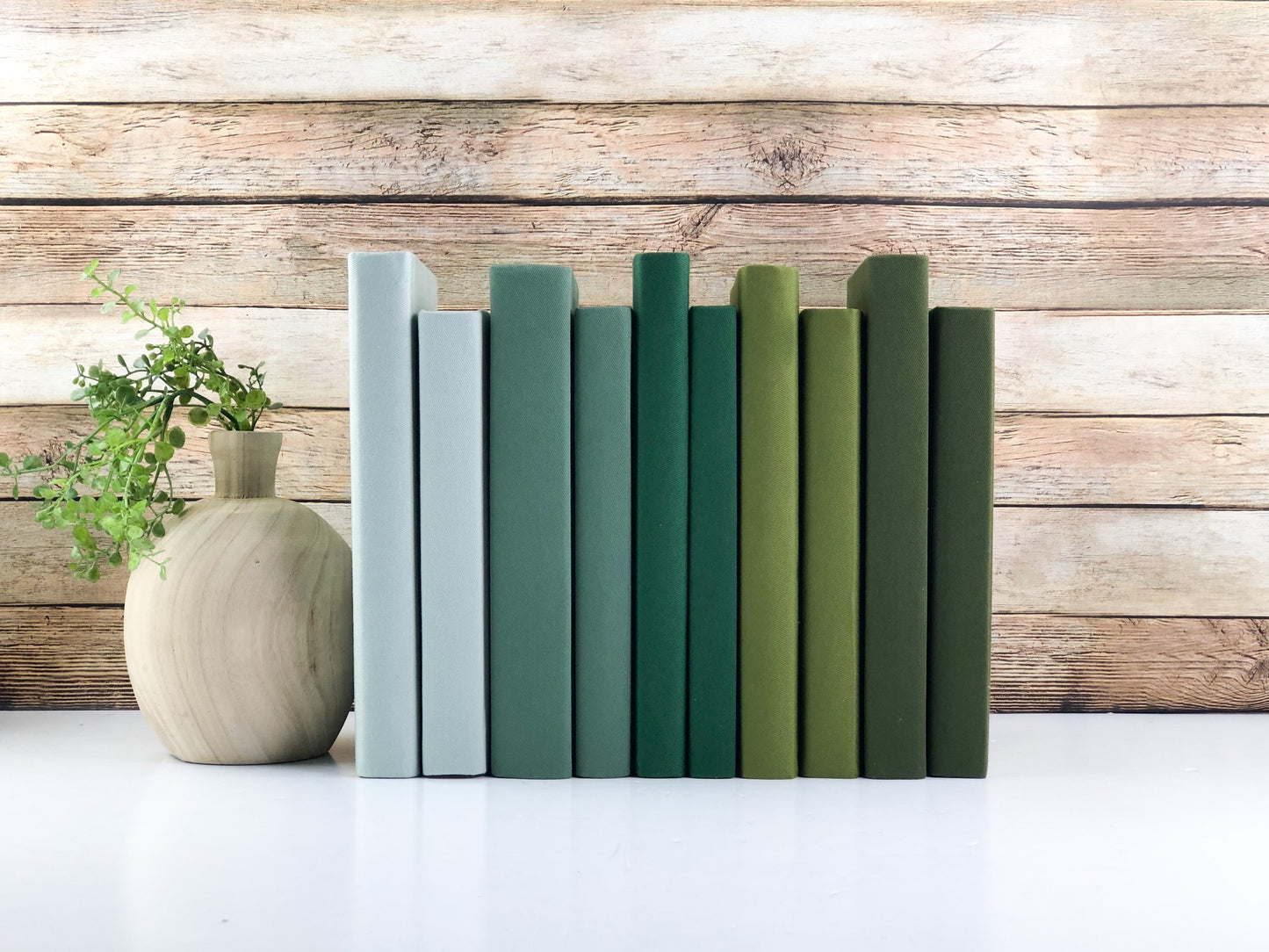 Mix & Match Fabric Covered Decorative Books for Shelf Decor / Green