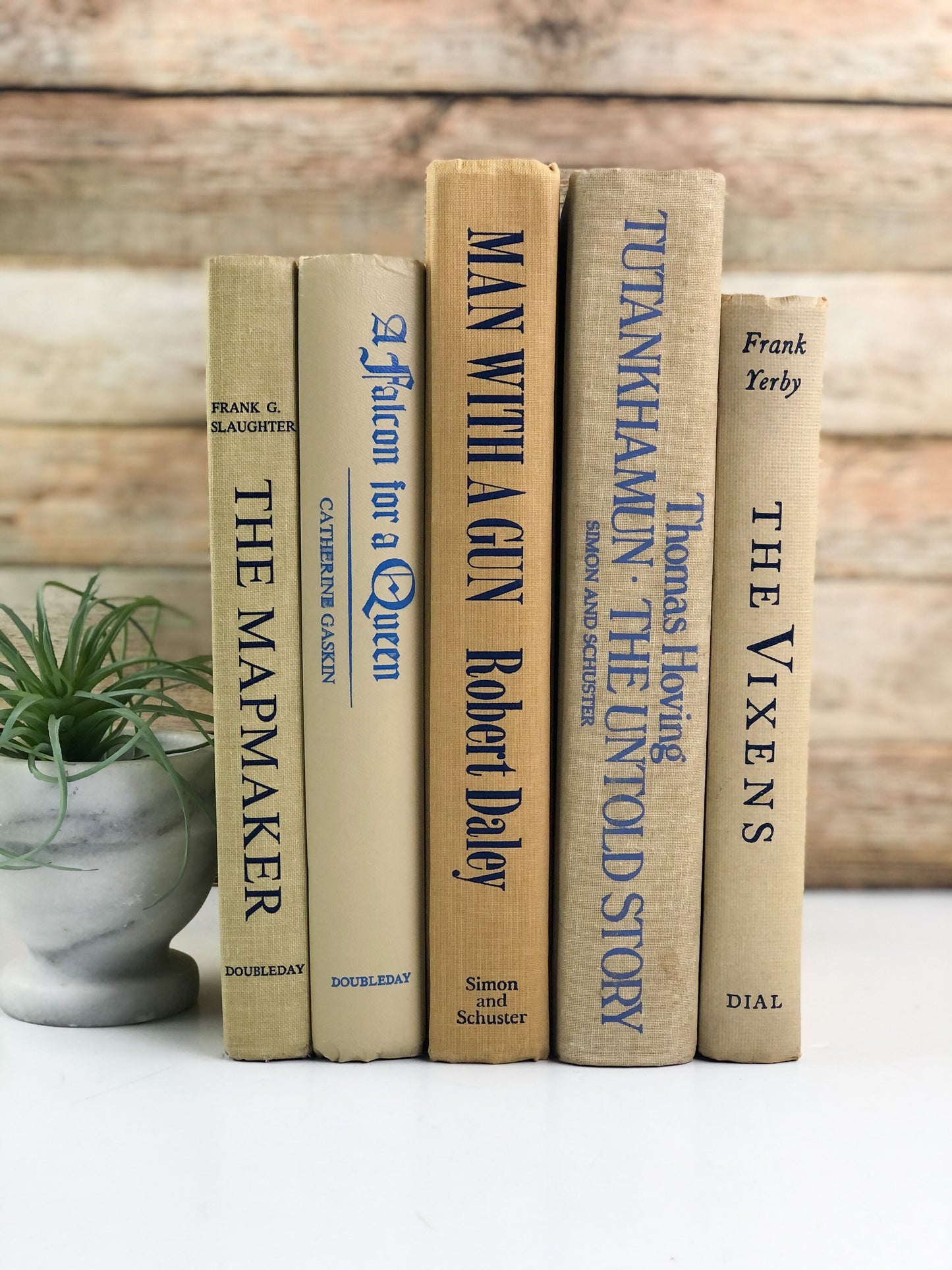 Blue and Cream Decorative Books