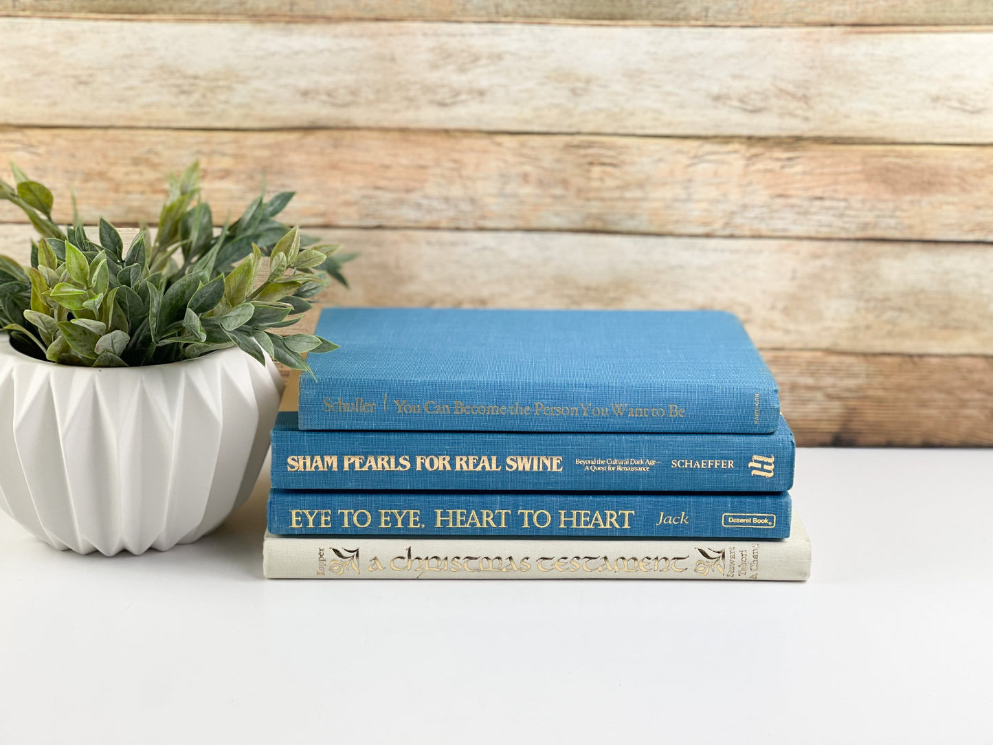 Blue and Cream Book Decor