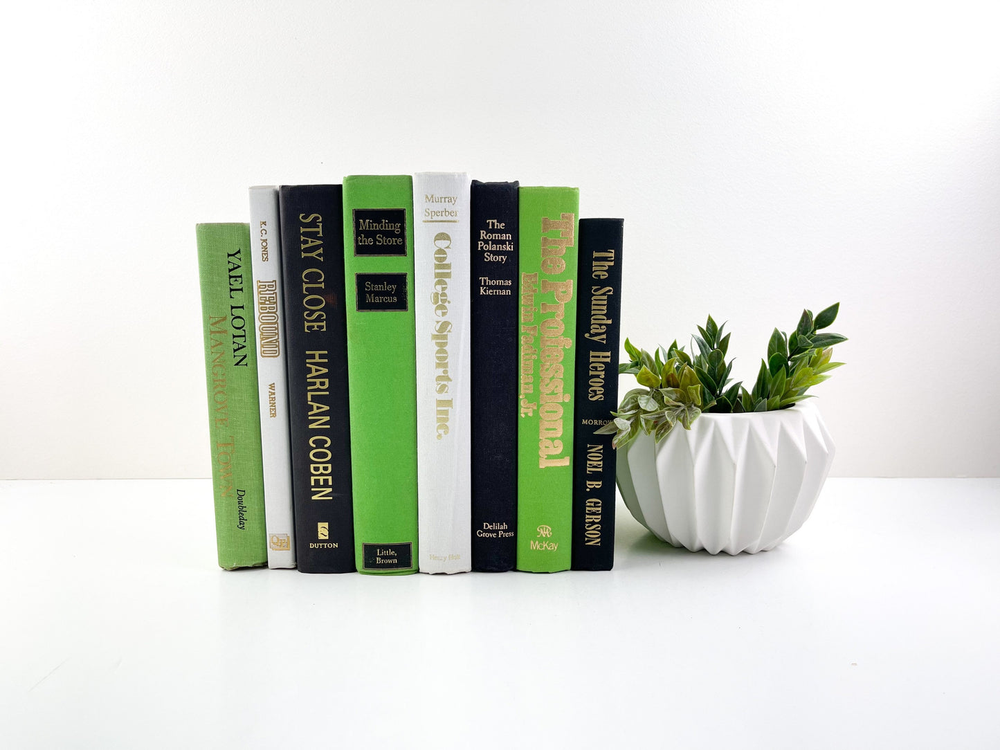 Green and Black Decorative Books for Shelf Decor
