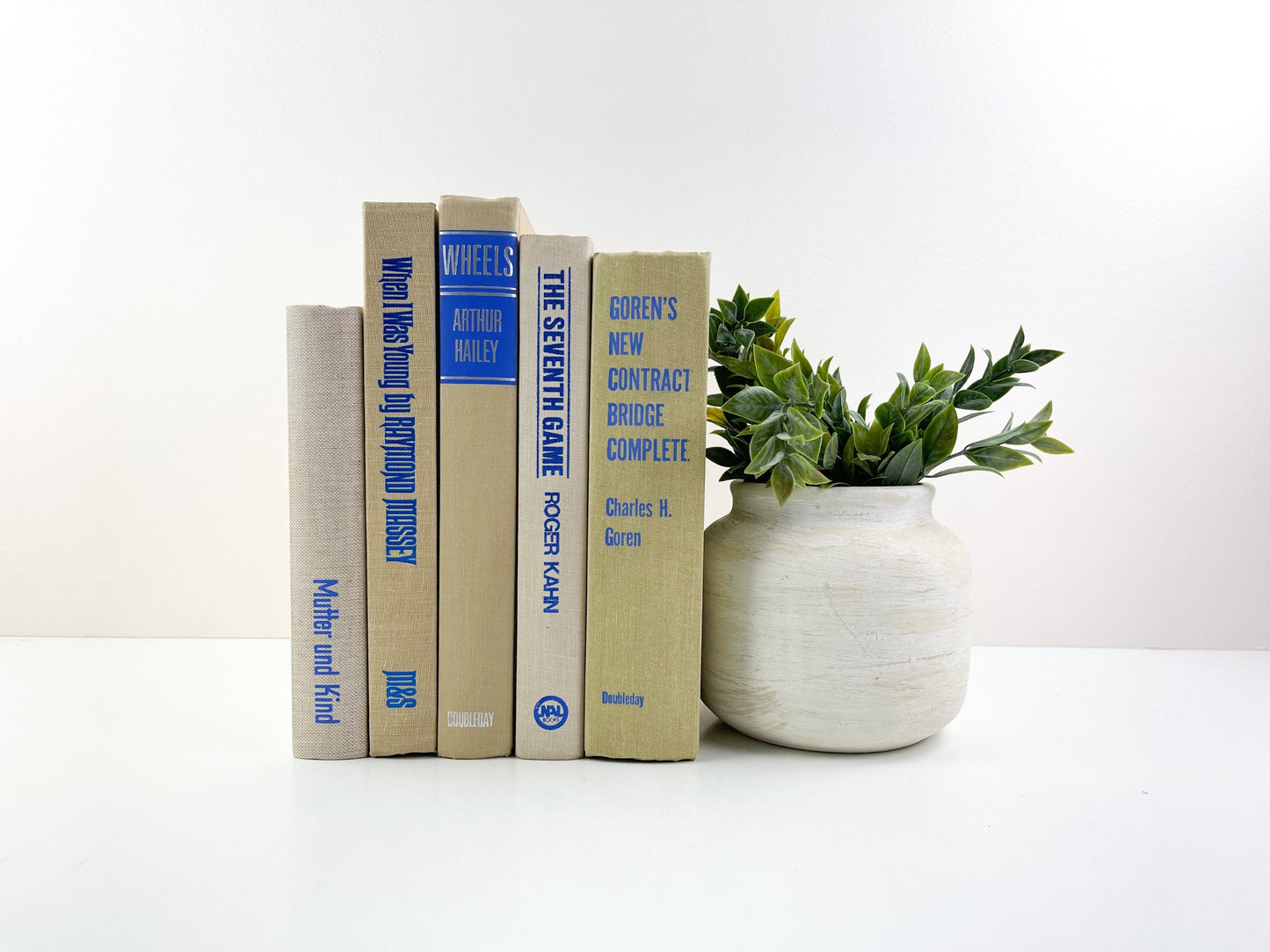 Cream and Blue Shelf Decor