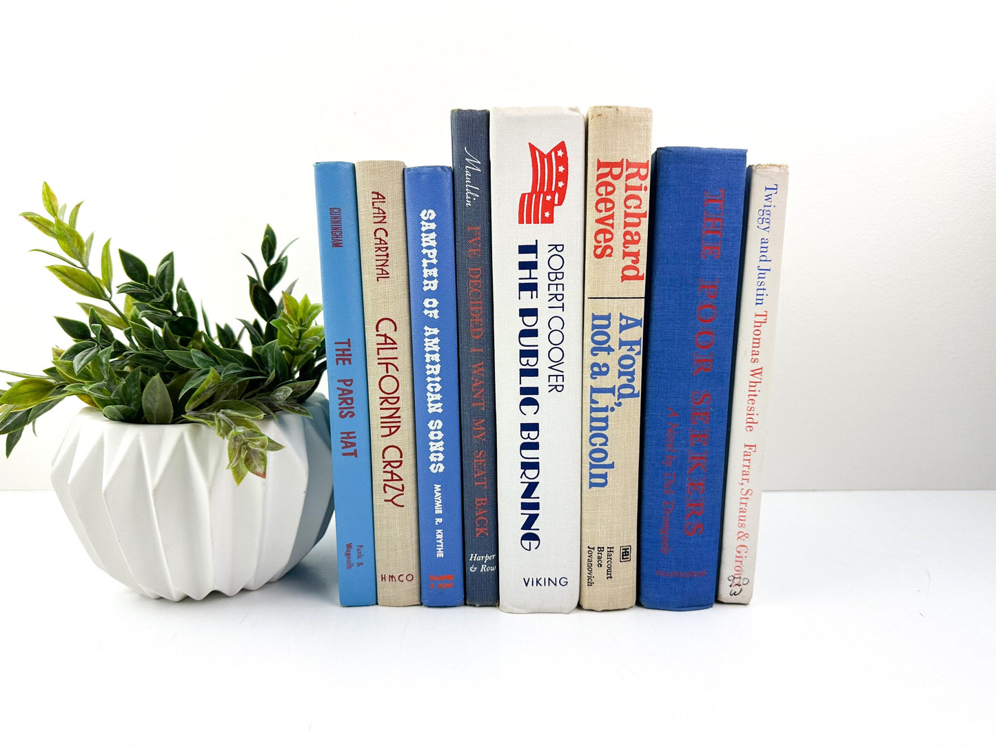 Red White and Blue Bookshelf Decor