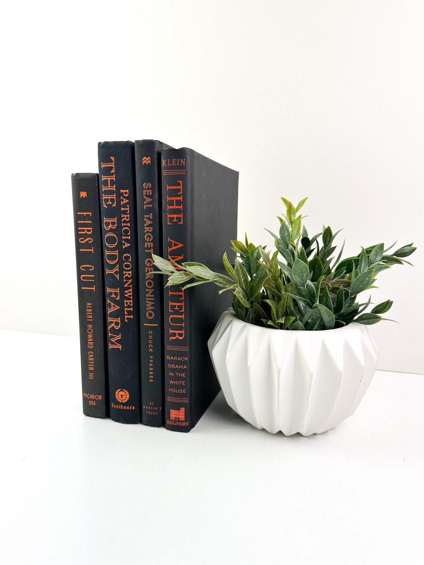 Black and Orange Shelf Decor