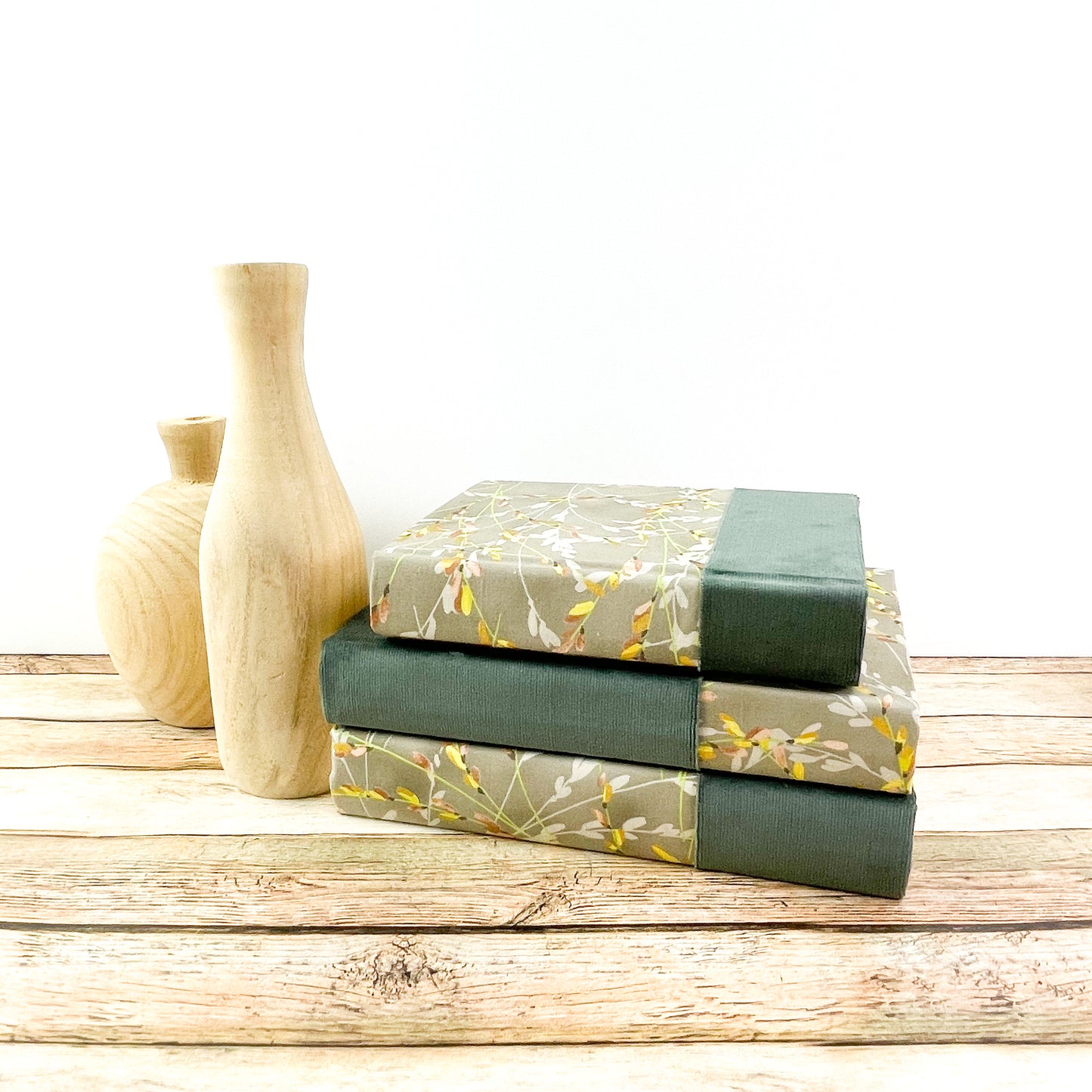 Gray Floral Decorative Book Set