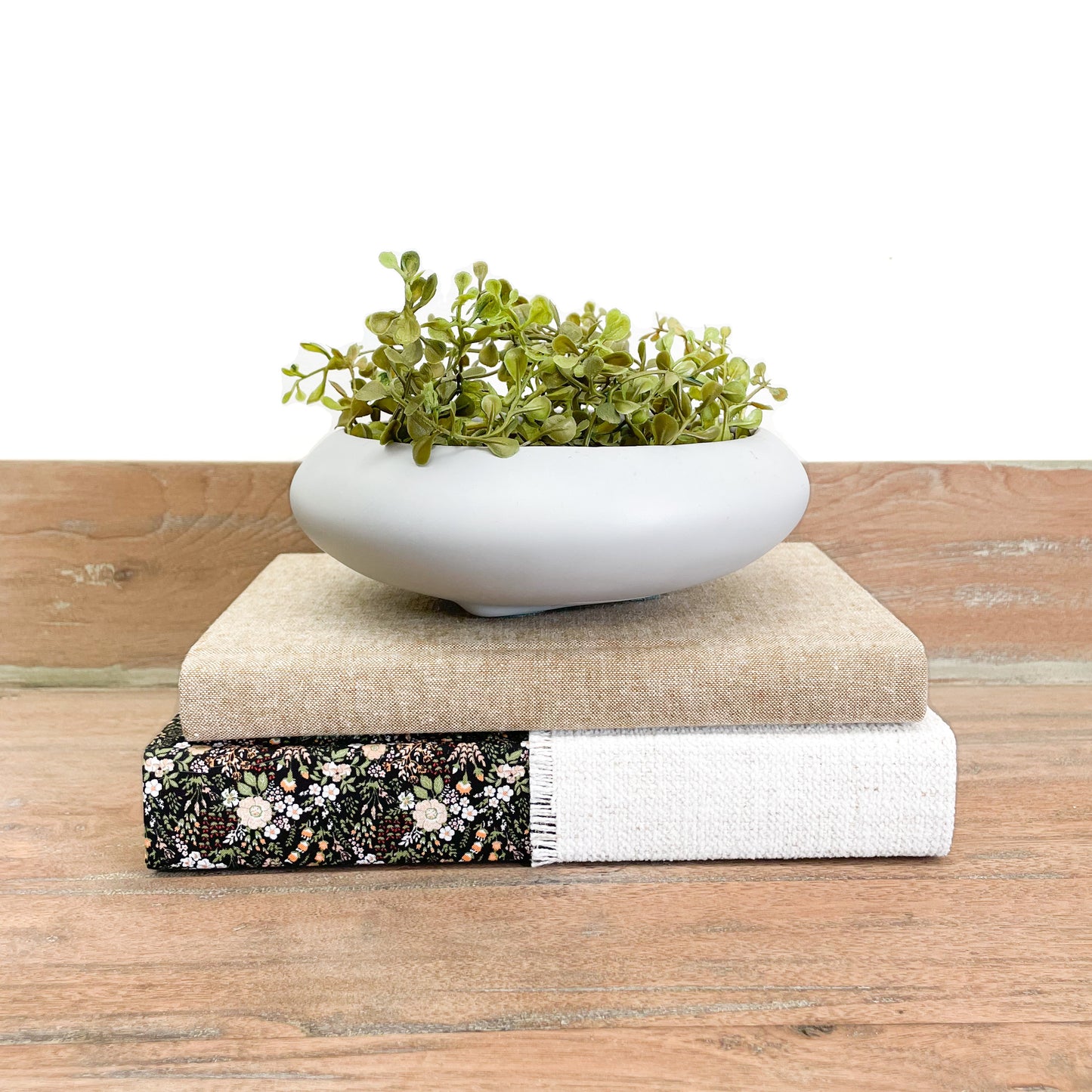 Brown Floral Book Set for Shelf Decor