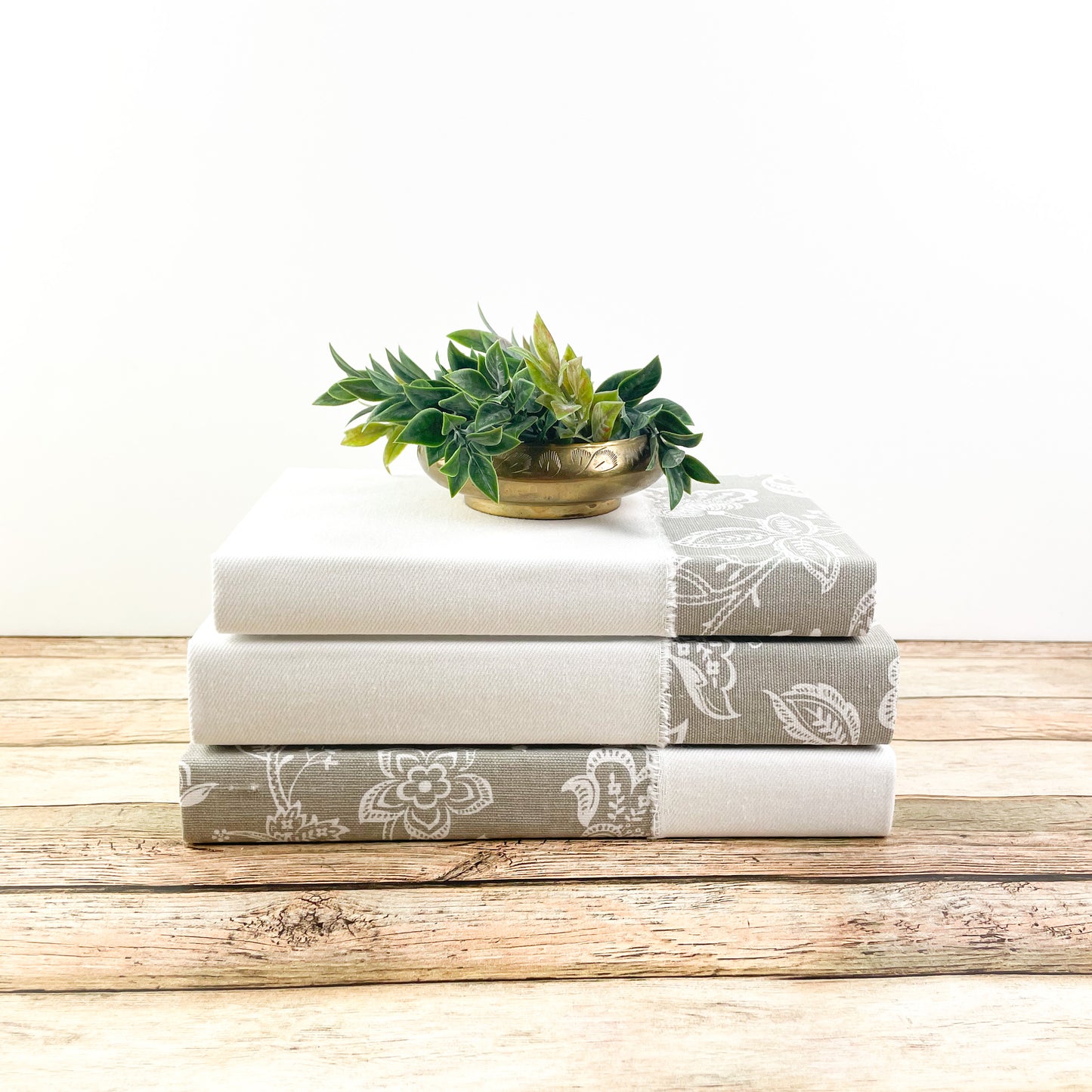 Tan Floral Books for Bookshelf Decor
