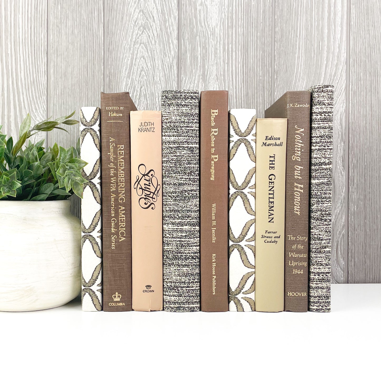 Decorative Neutral Books for Shelf Decor