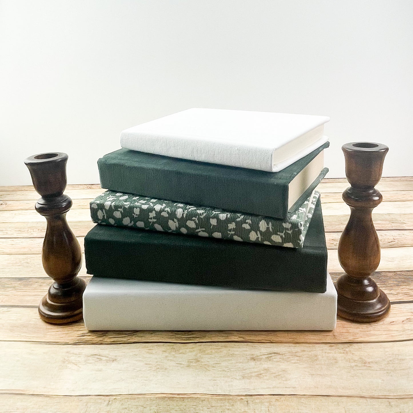 Green Floral Decorative Books