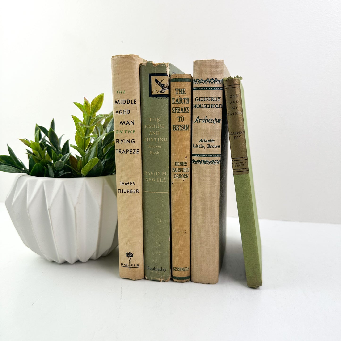 Green Old Books for Farmhouse Decor