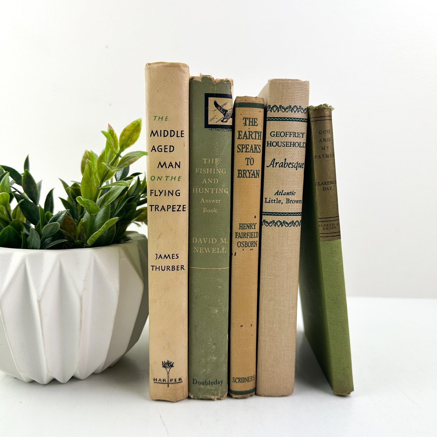 Green Old Books for Farmhouse Decor