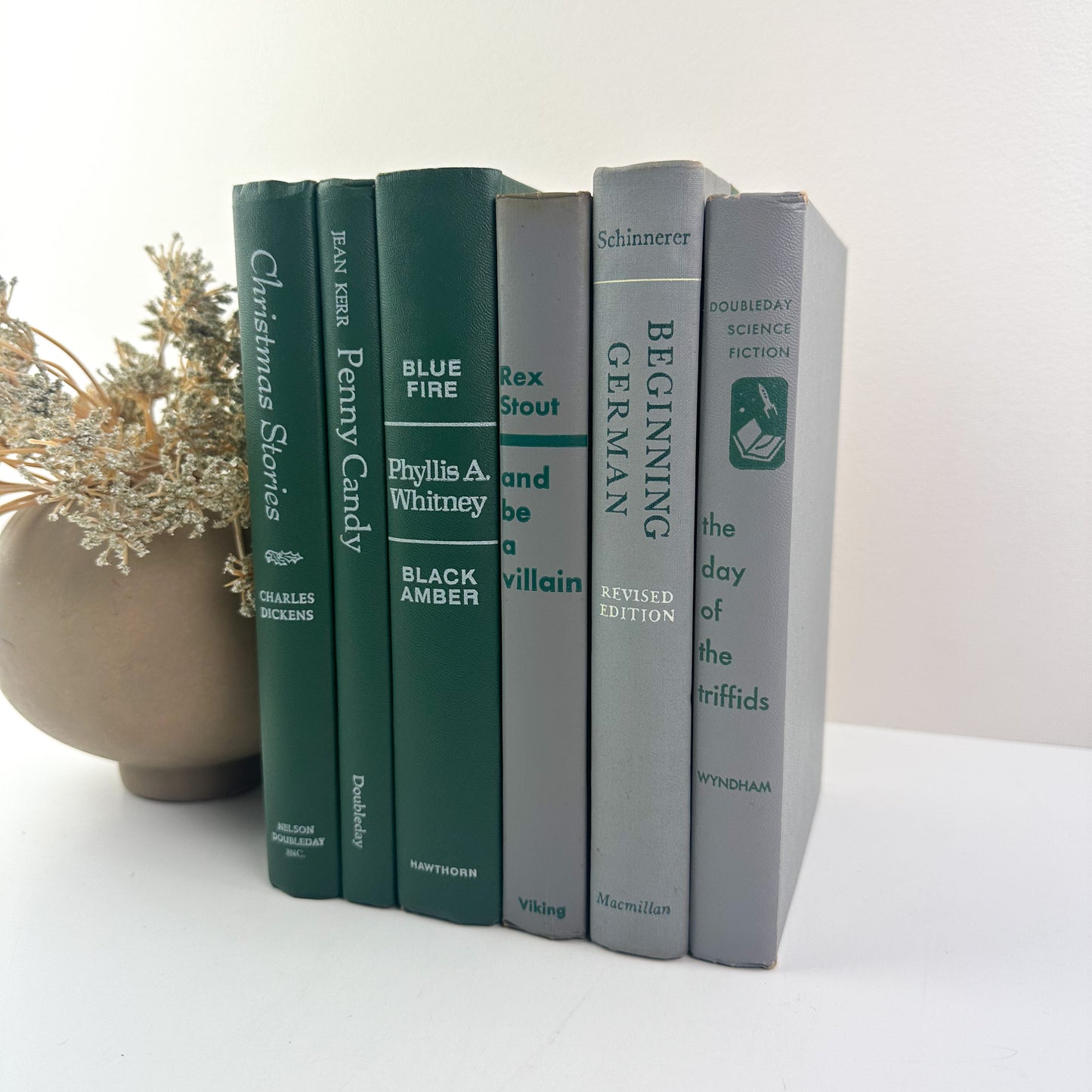 Green and Gray Book Decor