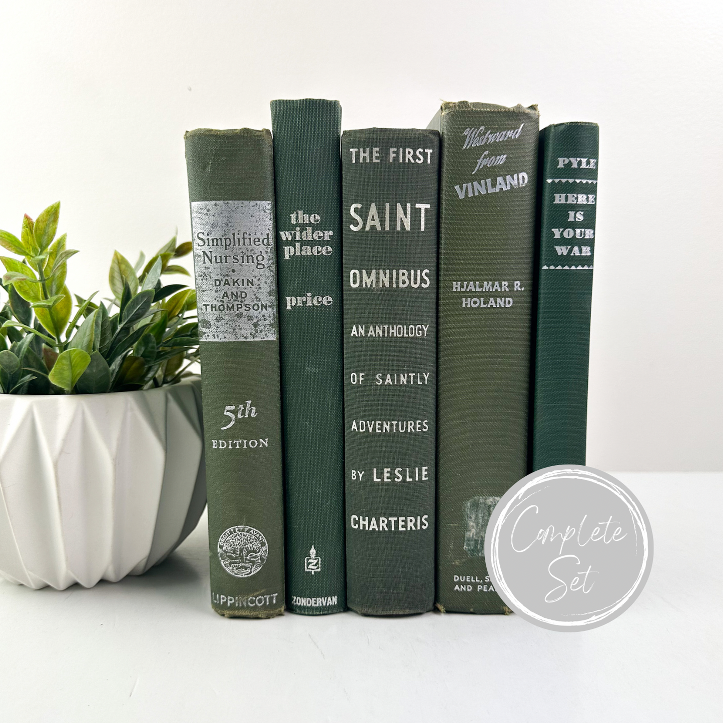 Green Book Set for Shelf Decor