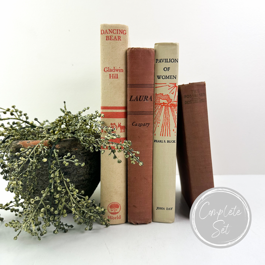 Red and Cream Book Decor
