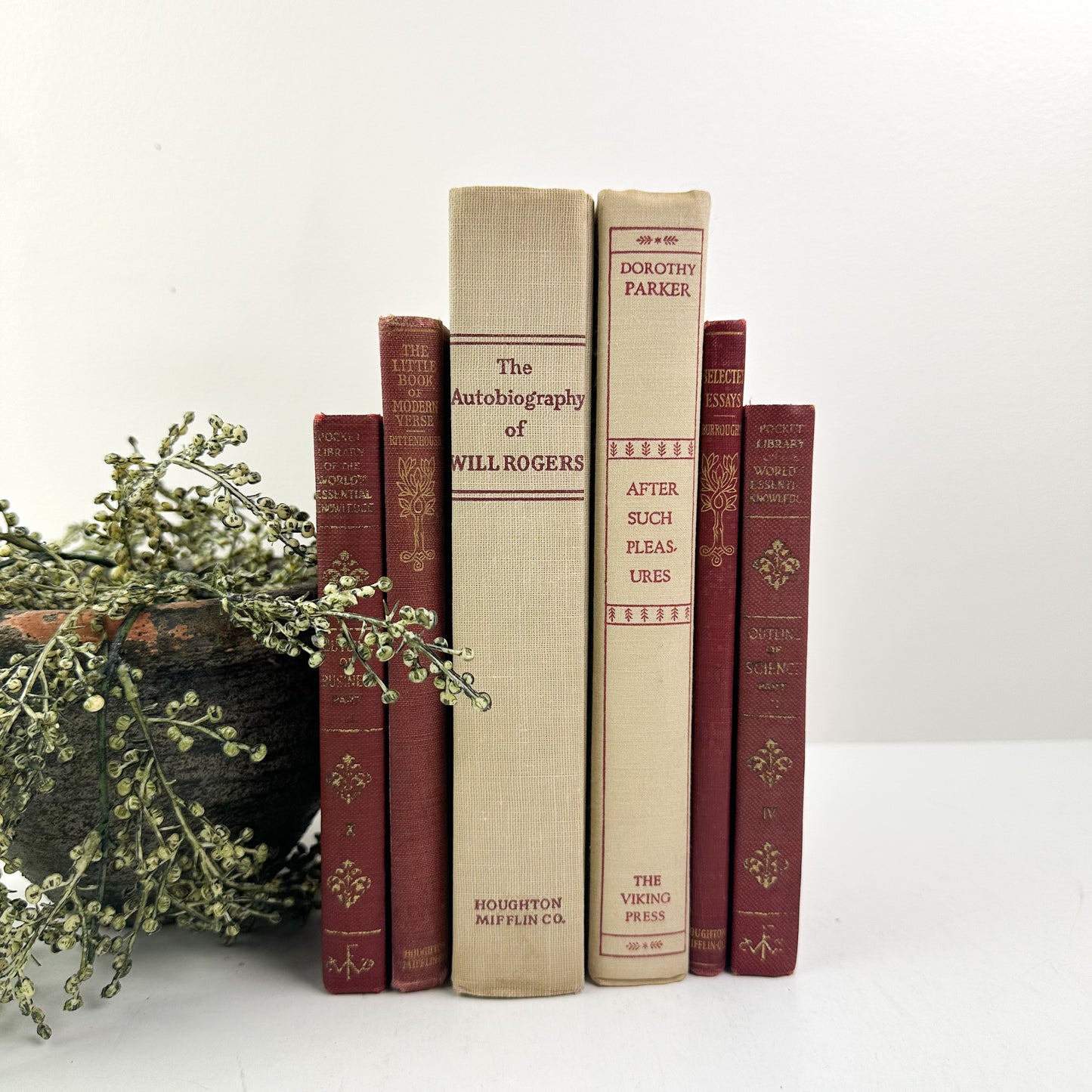 Red and Cream Classic Books for Home Decor