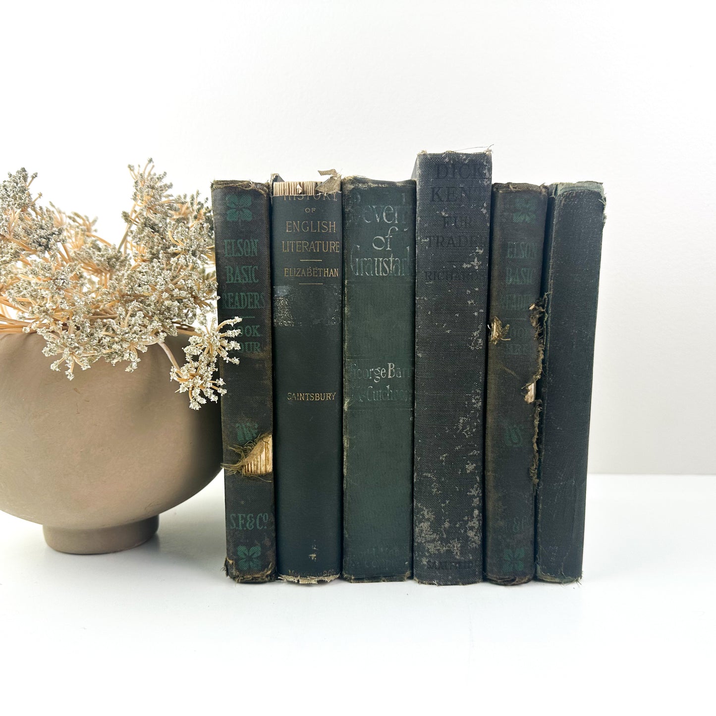 Rustic Green and Black Shelf Decor