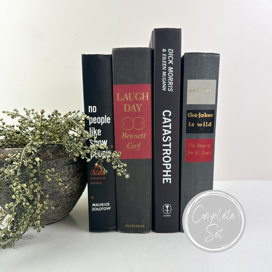 Black and Red Vintage Books for Shelf Decor
