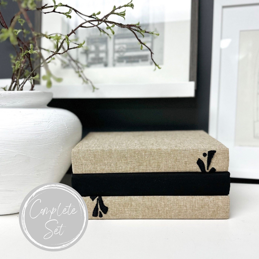 Embroidered Decorative Book Set for Shelf Decor