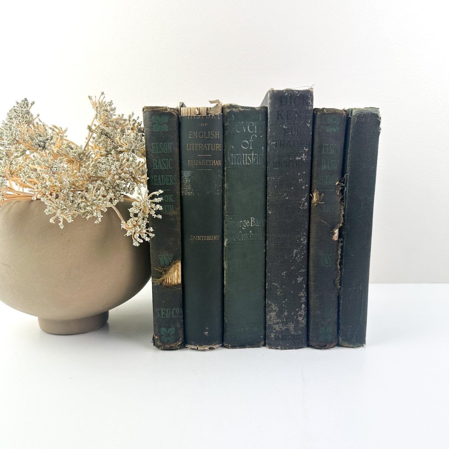 Rustic Green and Black Shelf Decor