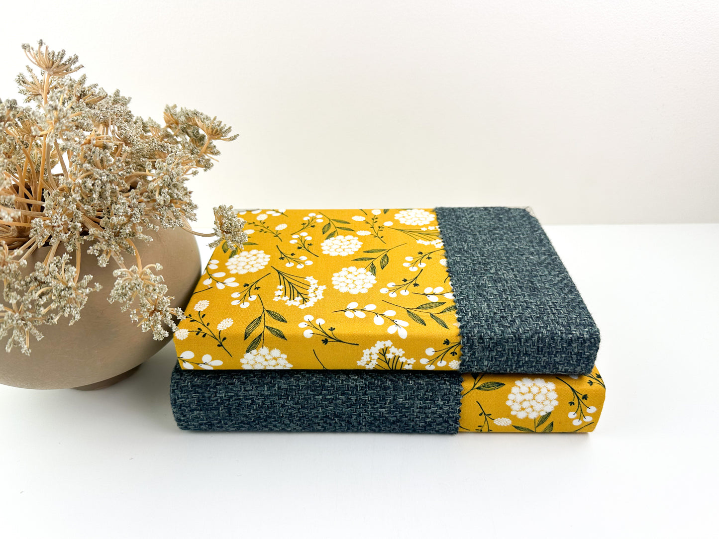 Navy and Yellow Floral Decorative Books