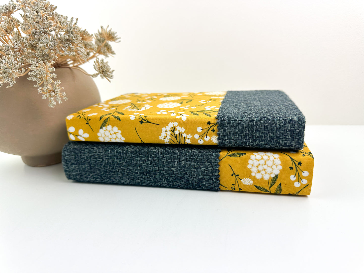 Navy and Yellow Floral Decorative Books