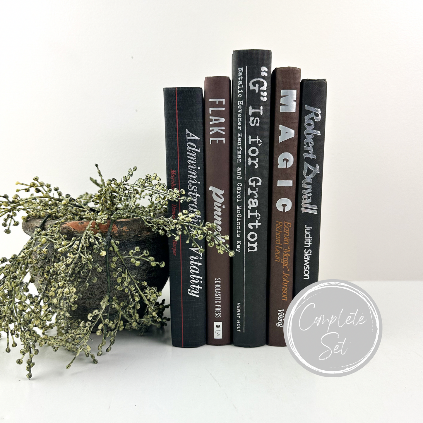 Black and Brown Book Set for Shelf Decor