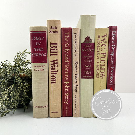 Red and White Shelf Decor