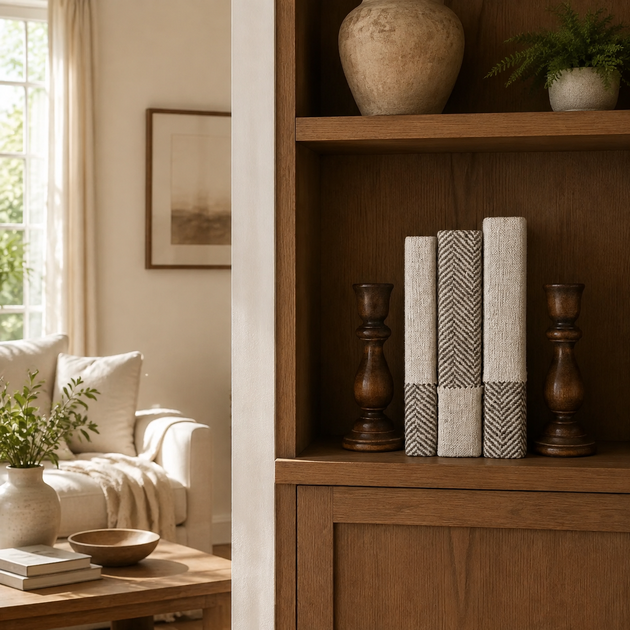 Classic Herringbone Book Set for Decor