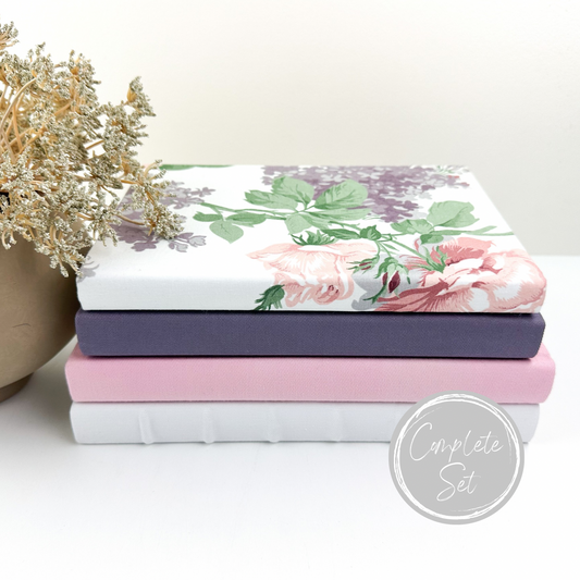 Purple and Pink Fabric Covered Book Set