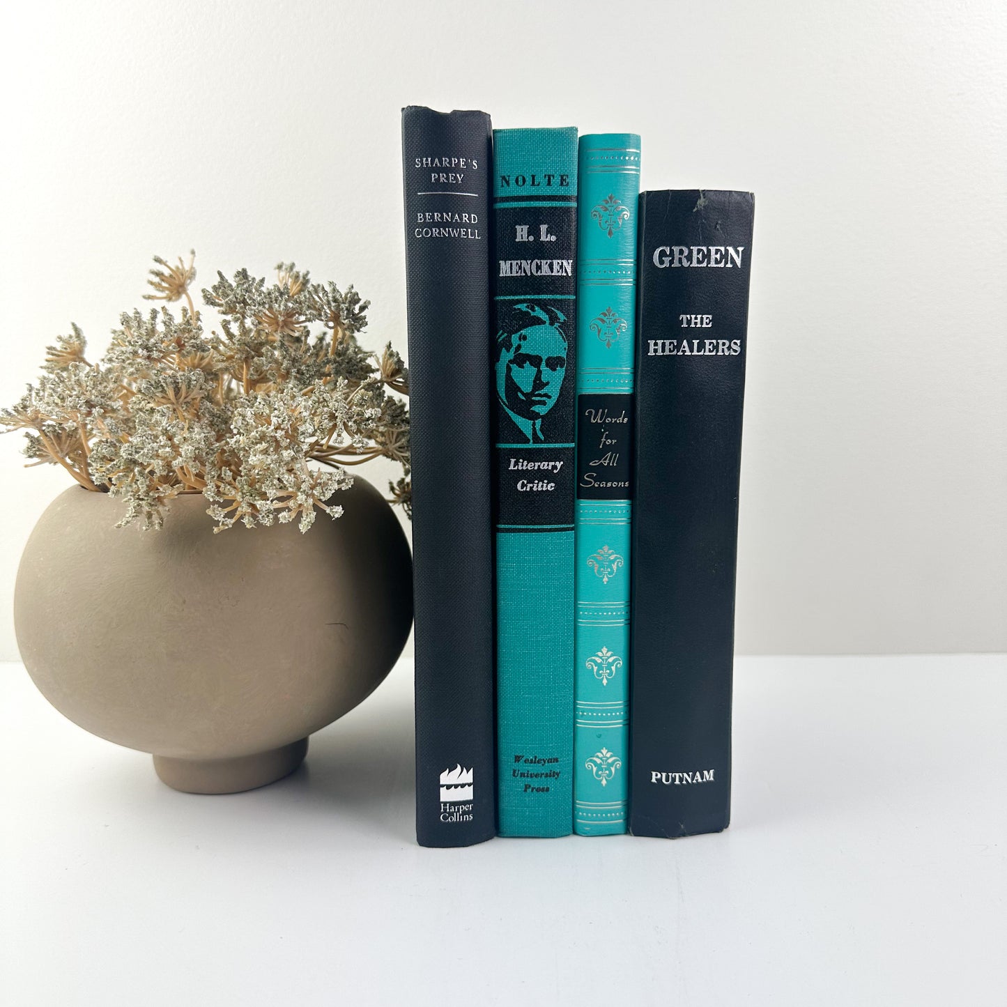 Green and Black Books for Mantel Decor