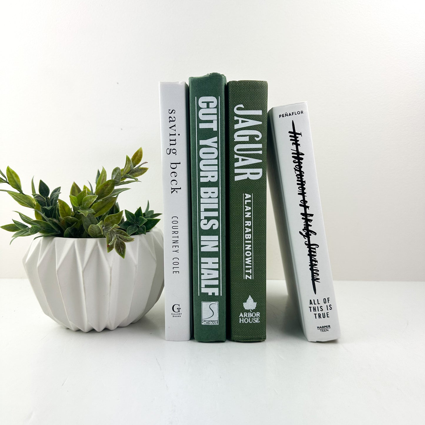 Green and White Set of Books