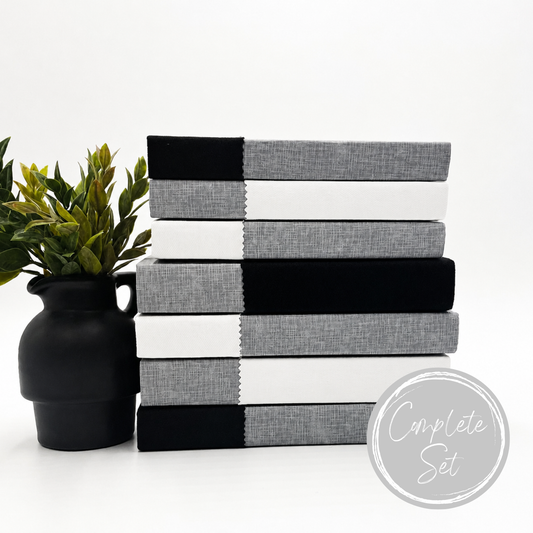 Classic Black, White and Gray Mantle Decor