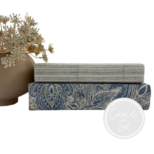 Blue Linen Covered Books