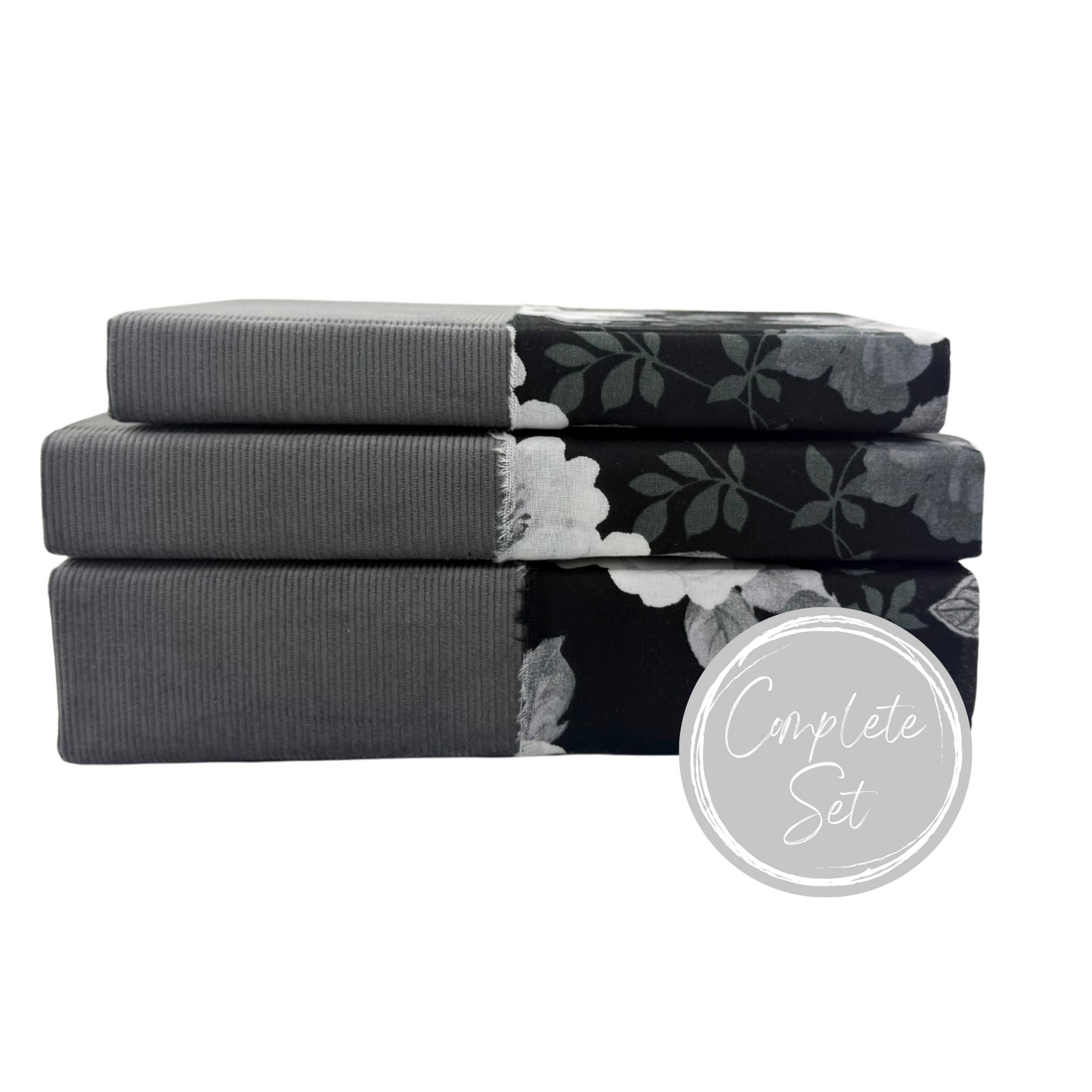 Gray and Black Fabric Covered Books