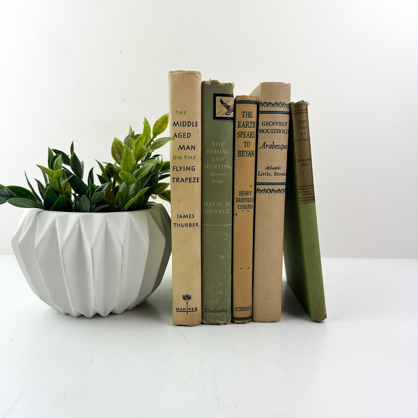 Green Old Books for Farmhouse Decor