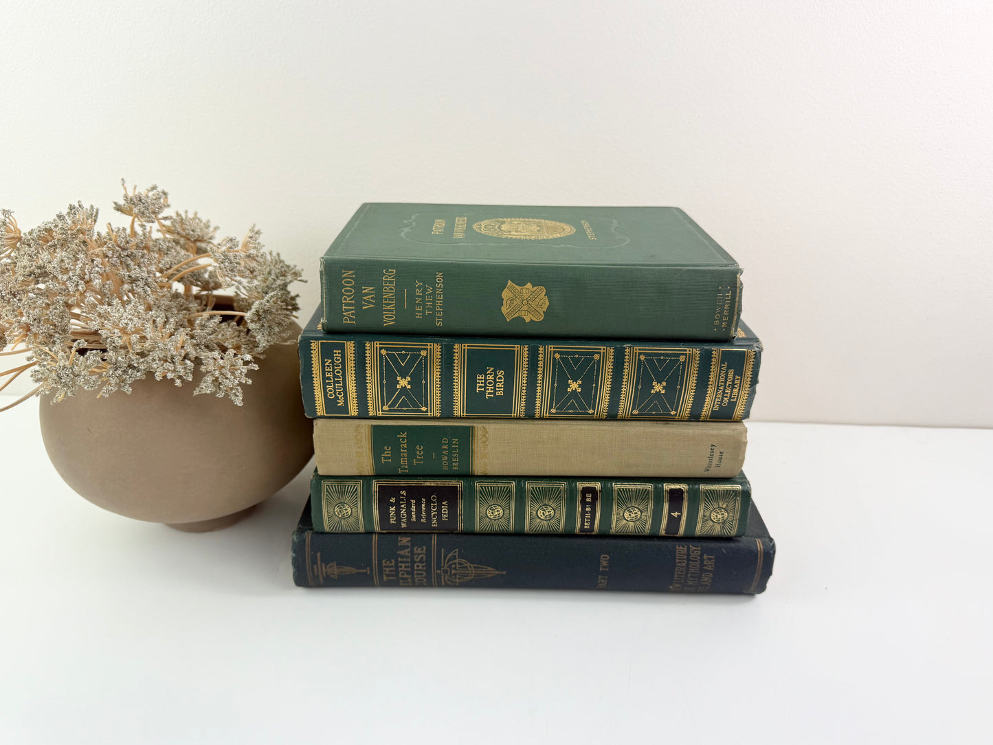 Green Vintage Book Set