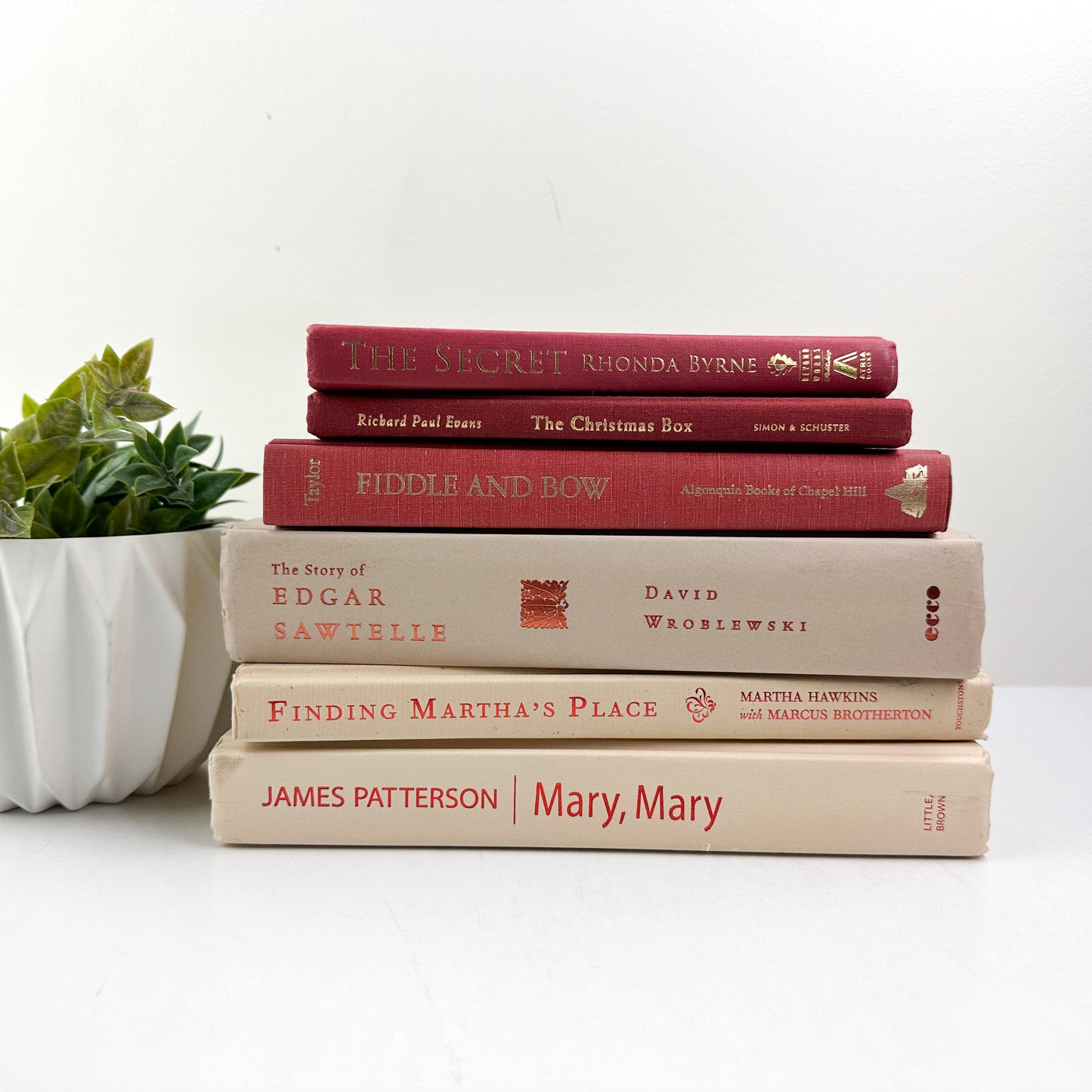 Tan and Red Decorative Book Set
