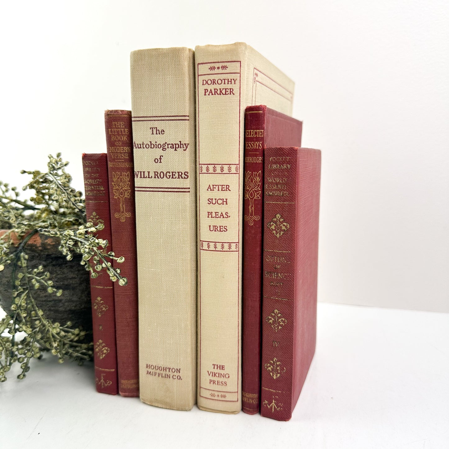 Red and Cream Classic Books for Home Decor