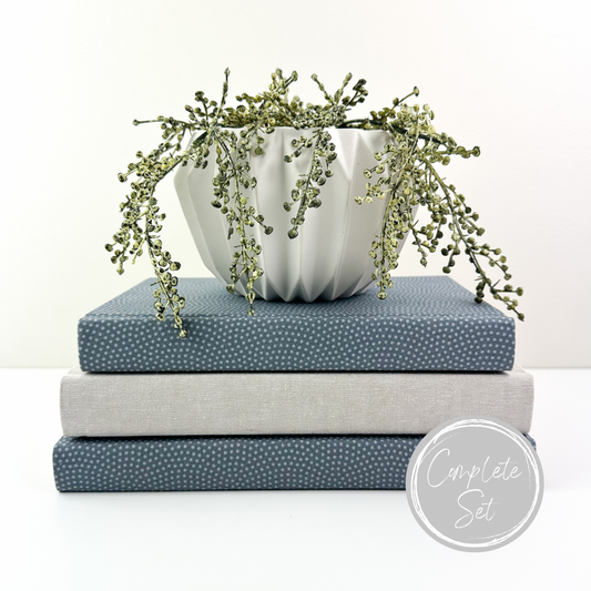 Blue Fabric Covered Book Set