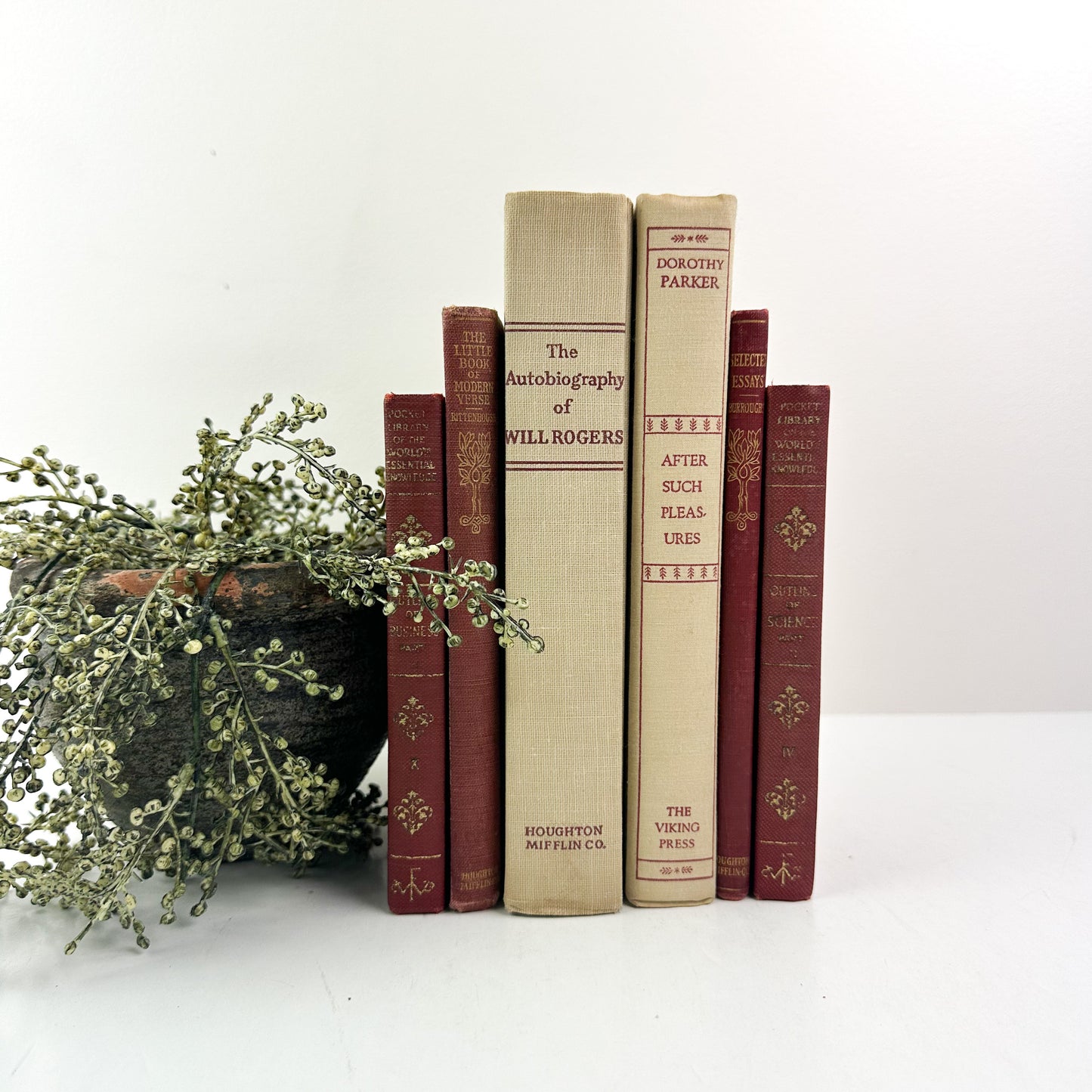 Red and Cream Classic Books for Home Decor