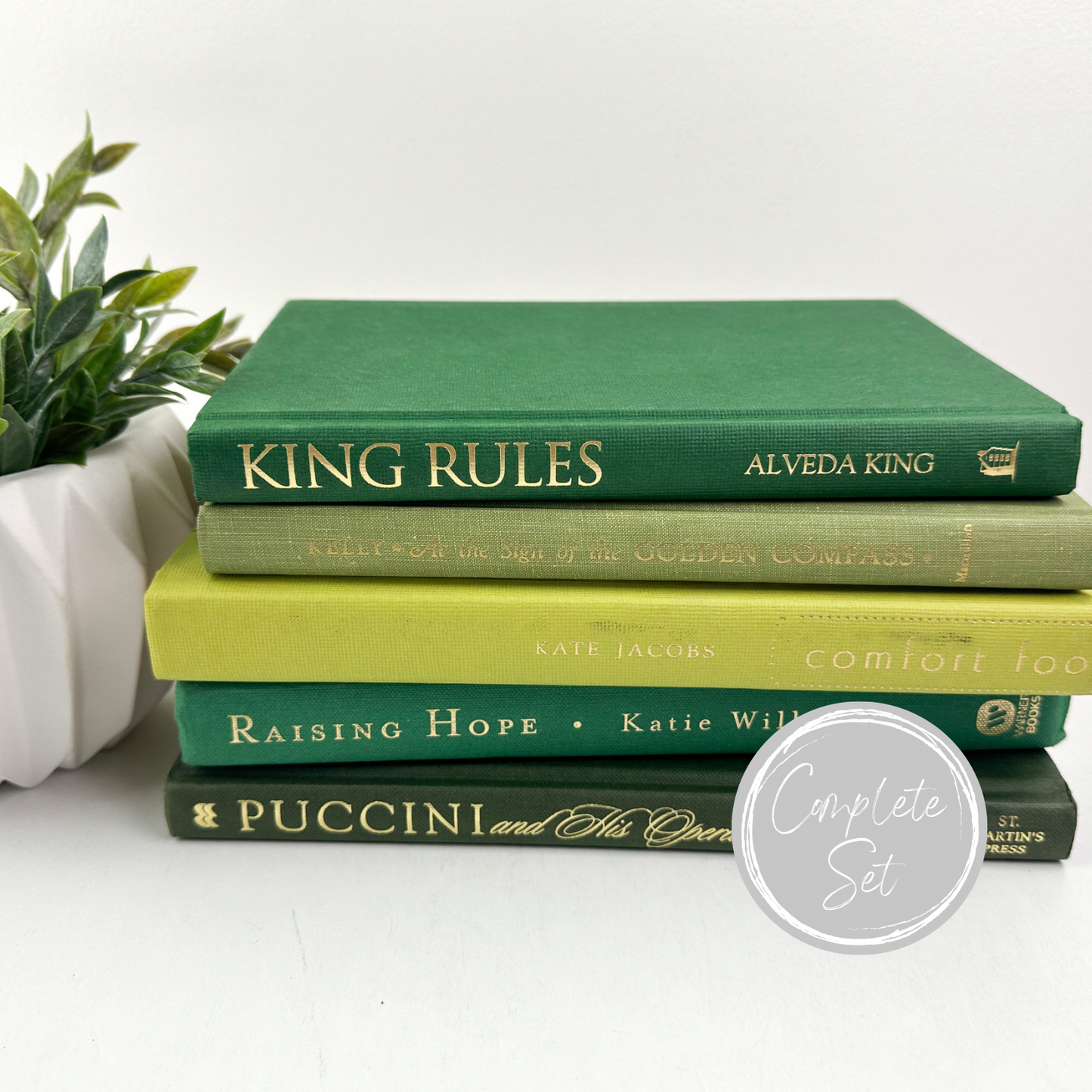 Shades of Green Decorative Books for Shelf Decor